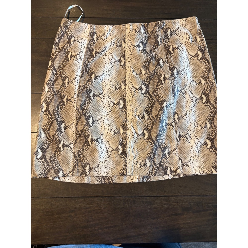 Wild Honey Faux Leather Snakeskin Mini Skirt Neutral Brown Python 7IS4663D-1 M